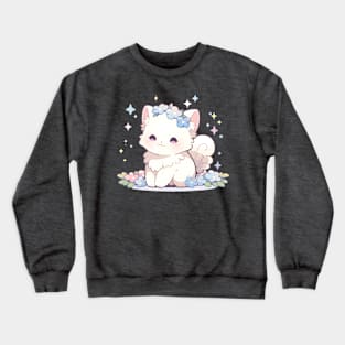 Magical Fairy Cat Kawaii Style In The Garden Crewneck Sweatshirt